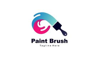 Brush and paint with full color with minimalist design style logo vector