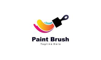 Brush and paint with full color with minimalist design style logo vector