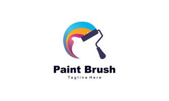 Brush and paint with full color with minimalist design style logo vector