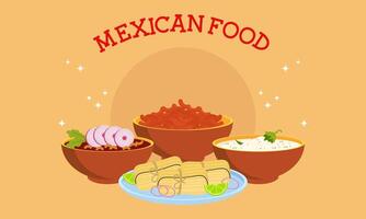 mexicano comida firma platos ilustración vector