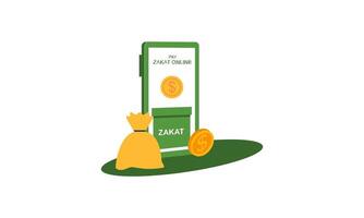 Pay Zakat or online Zakat application for Islamic Ramadan concept vector