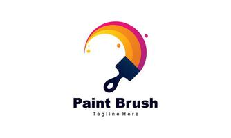 Brush and paint with full color with minimalist design style logo vector