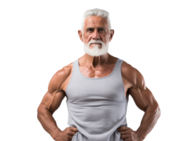 Muscular senior citizen oldman indian man png