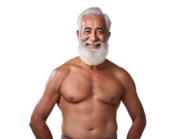 Muscular senior citizen oldman indian man png