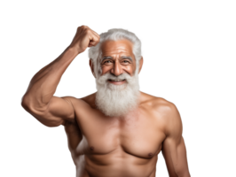 Muscular senior citizen oldman indian man png