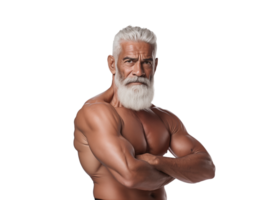 Muscular senior citizen oldman indian man png