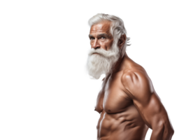 Muscular senior citizen oldman indian man png