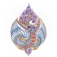 Swan in Thai Art Illustration in the shape of a Water Drop png