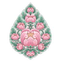 Hand Drawn Pattern in the Style of Thai art that resembles a Flower png