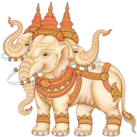 Erawan elephant-Illustration of Three Head Elephant in Thai Art png