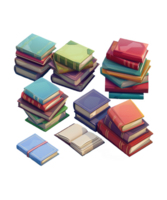 3d illustration stack of book isolated background png