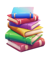 3d illustration stack of book isolated background png