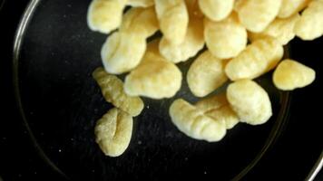 Super slow motion Italian gnocchi . High quality FullHD footage video