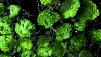 Super slow motion fresh broccoli. High quality FullHD footage video