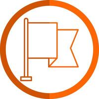 Flag Line Orange Circle Icon vector