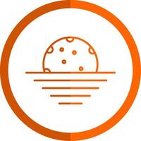 Moon Line Orange Circle Icon vector