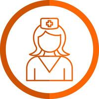 Nurse Line Orange Circle Icon vector