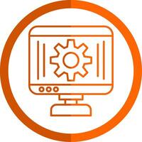 Monitor Line Orange Circle Icon vector