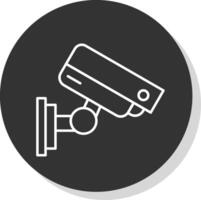 Security Camera Line Grey Circle Icon vector