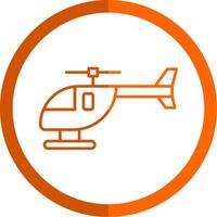 helicóptero línea naranja circulo icono vector