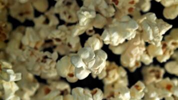 Super slow motion popcorn. High quality FullHD footage video