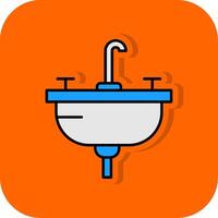 lavabo lleno naranja antecedentes icono vector