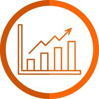 crecimiento grafico línea naranja circulo icono vector