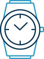 elegante reloj línea azul dos color icono vector