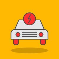 Electric Car Filled Shadow Icon vector