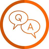 Question And Answer Line Orange Circle Icon vector