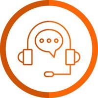 Customer Support Line Orange Circle Icon vector