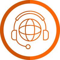 Worldwide Support Line Orange Circle Icon vector