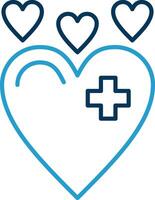 Heart Line Blue Two Color Icon vector