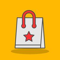 compras bolso lleno sombra icono vector