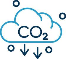 co2 línea azul dos color icono vector