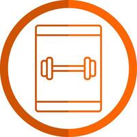 Online Workout Line Orange Circle Icon vector