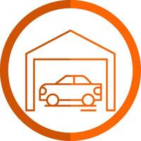 garaje línea naranja circulo icono vector