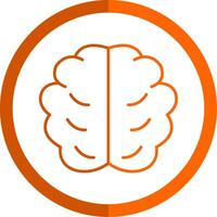 Brain Line Orange Circle Icon vector