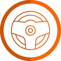 Steering Wheel Line Orange Circle Icon vector