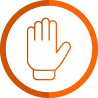 guantes línea naranja circulo icono vector