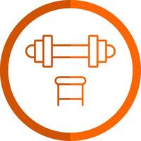 Dumbbell Line Orange Circle Icon vector