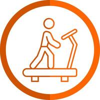 Treadmill Line Orange Circle Icon vector