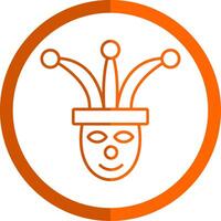 Jester Line Orange Circle Icon vector