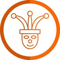 Jester Line Orange Circle Icon vector