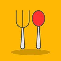 Fork Spoon Filled Shadow Icon vector