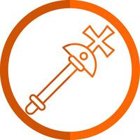 Scepter Line Orange Circle Icon vector