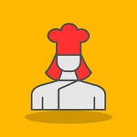 Lady Chef Filled Shadow Icon vector