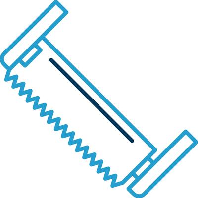 Two Man Saw Line Blue Two Color Icon