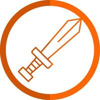 Sword Line Orange Circle Icon vector