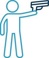 Policeman Holding Gun Line Blue Two Color Icon vector